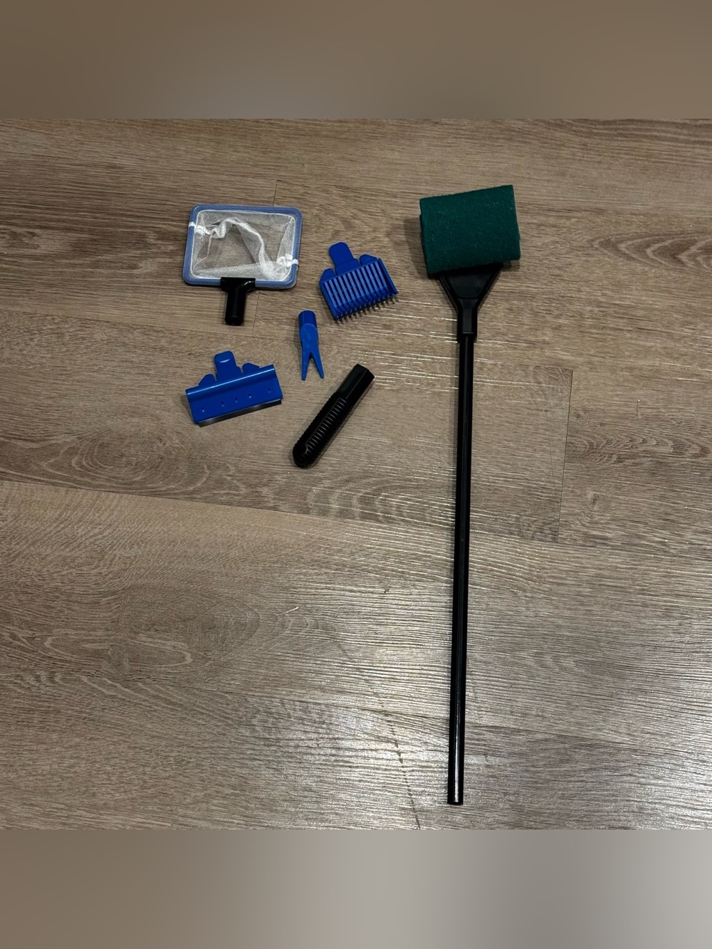 Fish Tank Maintenance Tool Kit with Blue and Green Tools
